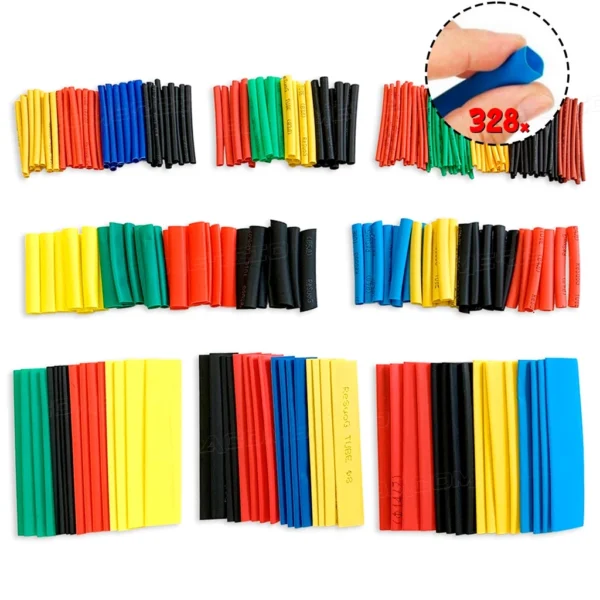 Kit Tubo Termo Retrátil 328 Peças Poliolefina 5 Cores 2:1 IZESEAL PRO