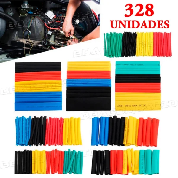 Kit Tubo Termo Retrátil 328 Peças Poliolefina 5 Cores 2:1 IZESEAL PRO