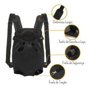 Mochila Canguru Pet Acolchoada Ajustável para Passeios IZEGO ADVENTURE