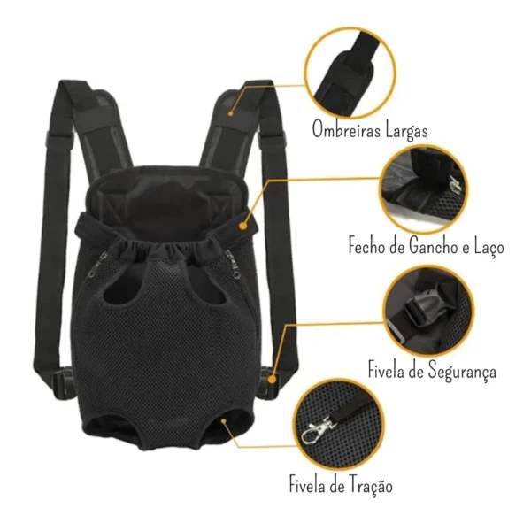 Mochila Canguru Pet Acolchoada Ajustável para Passeios IZEGO ADVENTURE