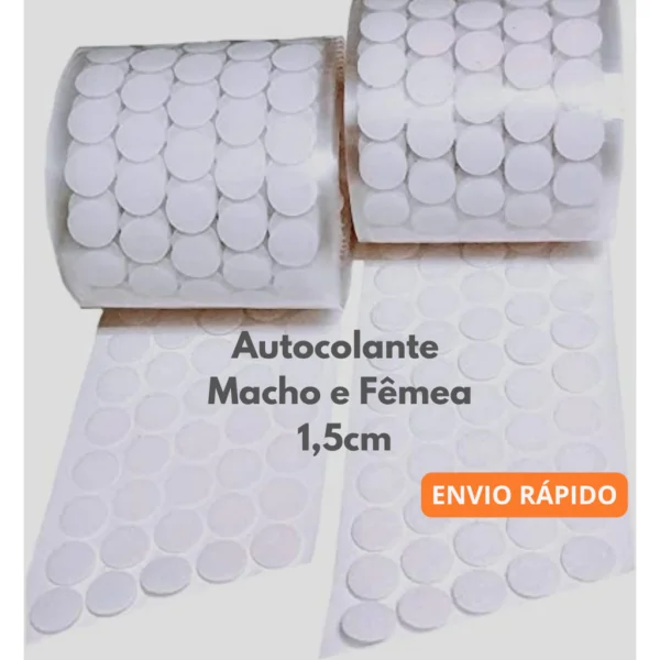 Fecho de Contato Adesivo 1,5cm Duplo Branco Super Resistente Nylon Fixação Rápida IZEFIX POWER