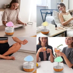 Umidificador Difusor de Aroma Chuva e Nuvem, 7 Cores, Tanque 450ml, Som Relaxante, IZECOZY RAIN