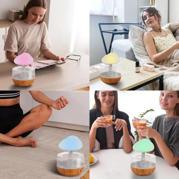 Umidificador Difusor de Aroma Chuva e Nuvem, 7 Cores, Tanque 450ml, Som Relaxante, IZECOZY RAIN