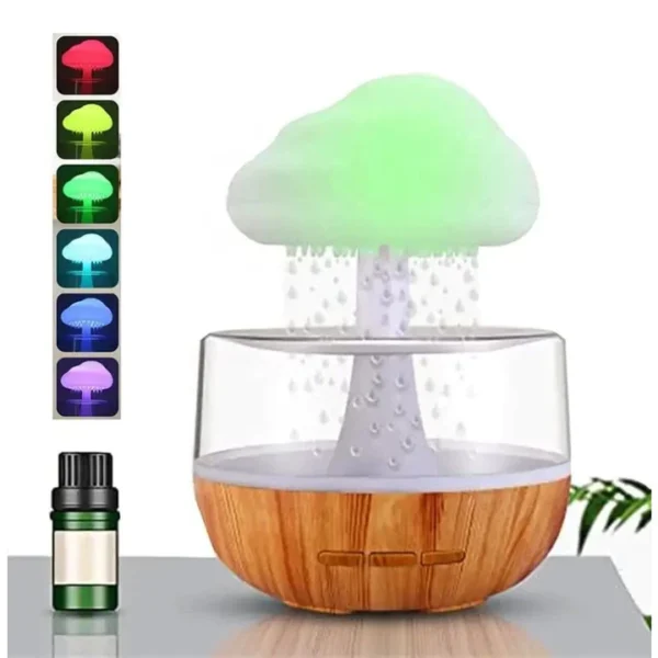 Umidificador Difusor de Aroma Chuva e Nuvem, 7 Cores, Tanque 450ml, Som Relaxante, IZECOZY RAIN
