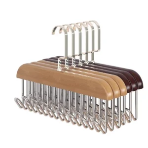 Kit 2 Cabides de Madeira com 8 Ganchos Multiuso para Cintos e Acessórios Organizador IZEHANG PRO