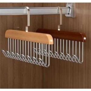 Kit 2 Cabides de Madeira com 8 Ganchos Multiuso para Cintos e Acessórios Organizador IZEHANG PRO