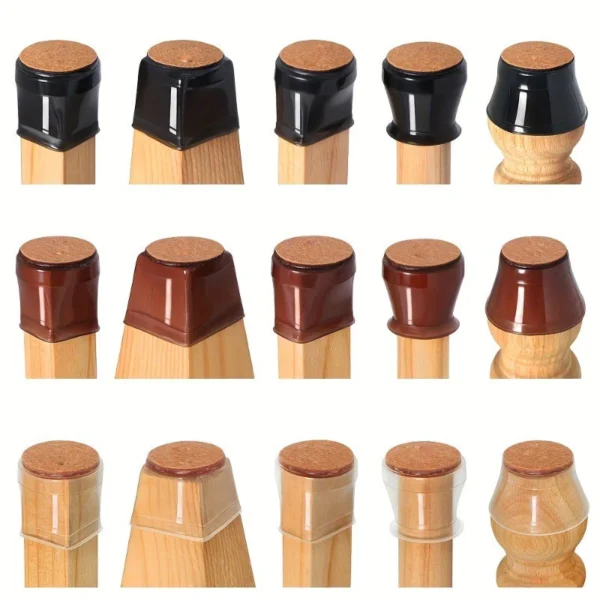 Protetor para Pé de Cadeira 12 Unidades Silicone Antirruído Feltro IZEQUIET GRIP