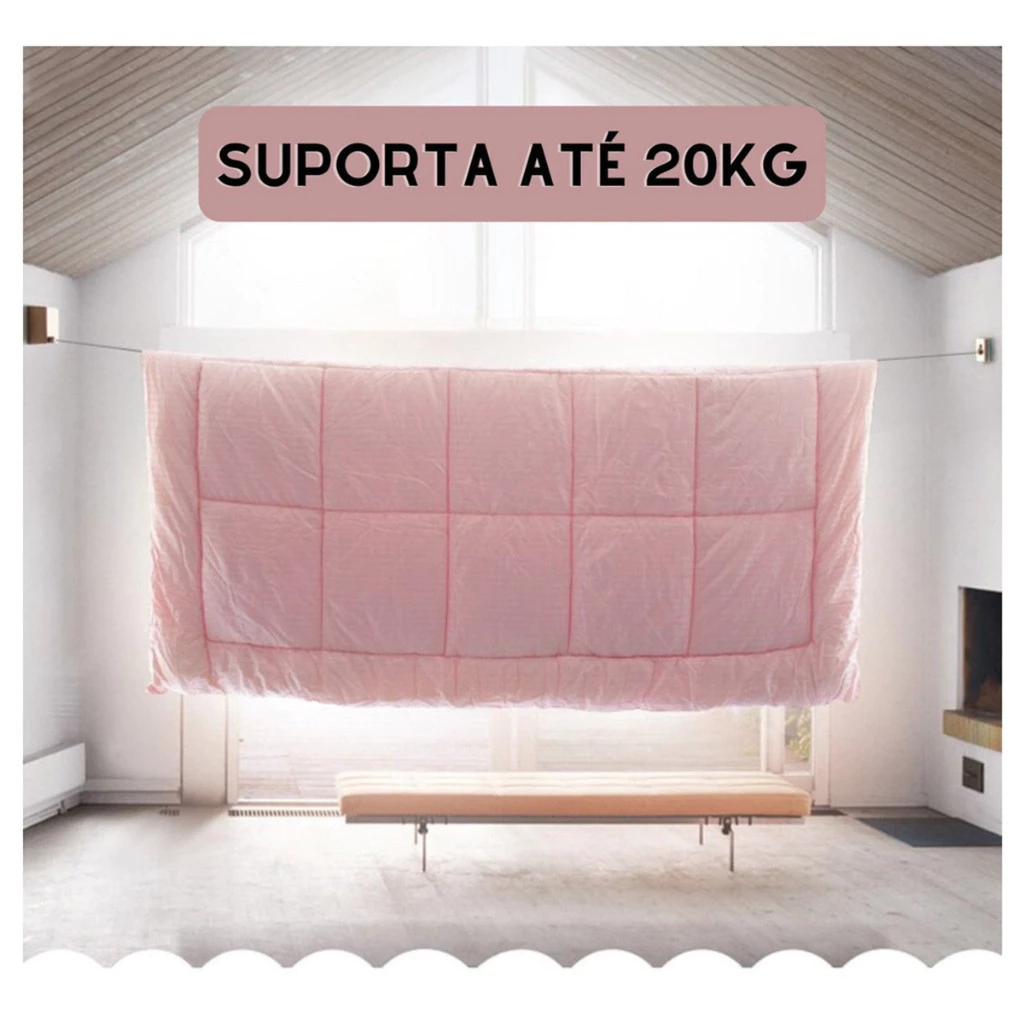 Varal Retrátil Parede Aço Inox 4,2m Suporta 20kg IZEQUICK DRY IZESHOP