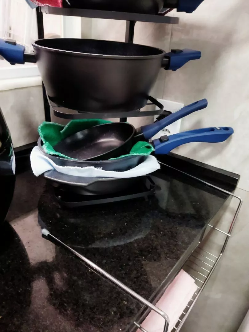 Organizador de Panelas Vertical 3 Andares Ajustável Ferro Preto Cozinha Compacta IZESPACE PRO photo review