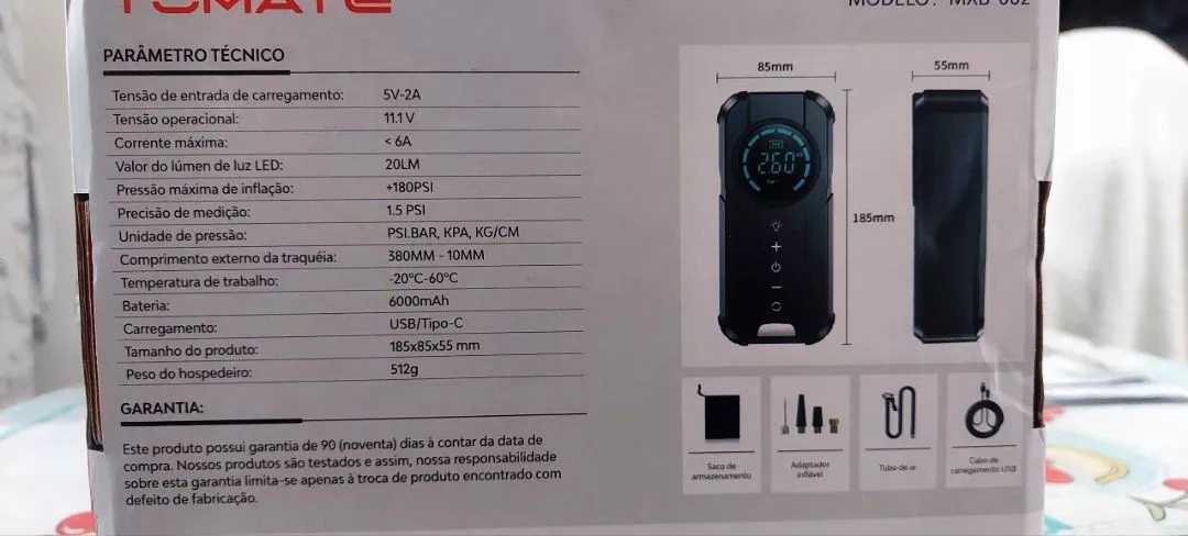 Bomba de Ar Inteligente Sem Fio 180PSI LED PowerBank Portátil IZEINFLATE PRO photo review