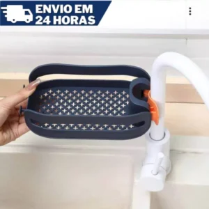 Porta Shampoo e Esponja Ajustável Para Torneira, Escorredor De Pia Sem Furo, Plástico Resistente IZEORGANIZE CLEAN