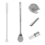 Bomba para Tereré Aço Inox 19cm Rosqueável com Escova IZECHILL CLEAN