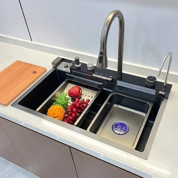 Cuba Cozinha Gourmet Aço Inox 304 Multifuncional Anti-Ruído Torneira Cascata IZEPRIME CHEF