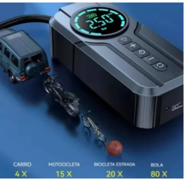 Bomba de Ar Inteligente Sem Fio 180PSI LED PowerBank Portátil IZEINFLATE PRO