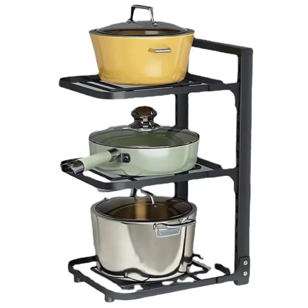 Organizador de Panelas Vertical 3 Andares Ajustável Ferro Preto Cozinha Compacta IZESPACE PRO