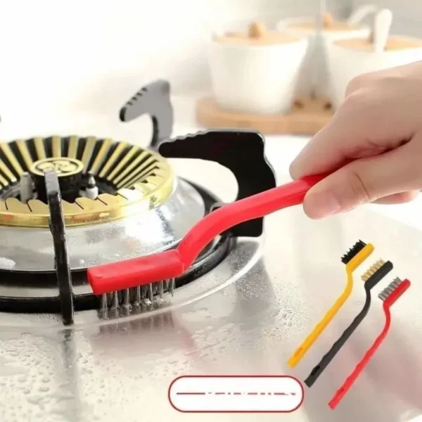 Kit Escova Limpeza Multiuso 3 Unidades Para Forno Grelha Fogão Aço Latão Nylon IZECLEAN PRO