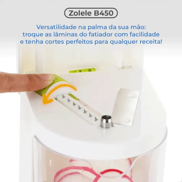 Cortador Fatiador Espiralizador 4 em 1 Lâminas Ajustáveis Ventosa ZOLELE IZEVEGGIE PRO