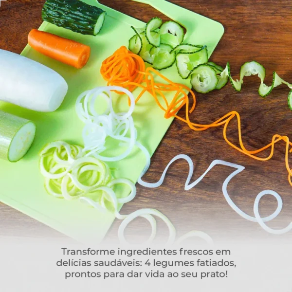 Cortador Fatiador Espiralizador 4 em 1 Lâminas Ajustáveis Ventosa ZOLELE IZEVEGGIE PRO