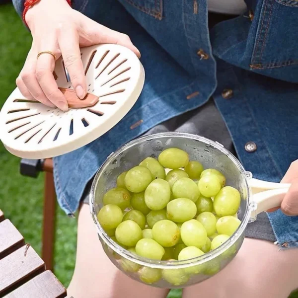 Tigela 2 em 1 Dobrável para Lavagem e Armazenamento de Frutas, Vegetais, Alça com Tampa IZEORGANIZE PRO