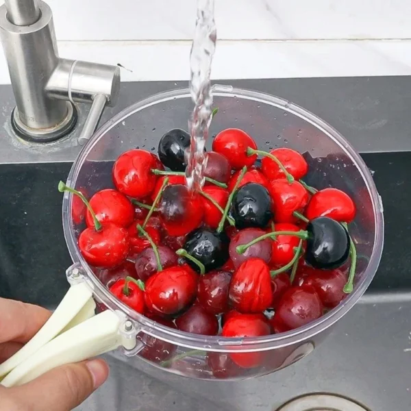 Tigela 2 em 1 Dobrável para Lavagem e Armazenamento de Frutas, Vegetais, Alça com Tampa IZEORGANIZE PRO
