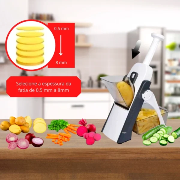 Cortador Fatiador Mandoline 8 em 1 Ajustável Dobrável Inox Cozinha IZE CHEF SLICE