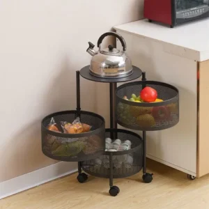 Fruteira Organizador de Ferro 3 Andares Preta com Rodas Clink IZEORGANIZE BLACK IZESHOP