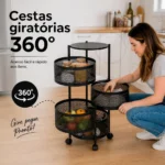 Fruteira Organizador de Ferro 3 Andares Preta com Rodas Clink IZEORGANIZE BLACK