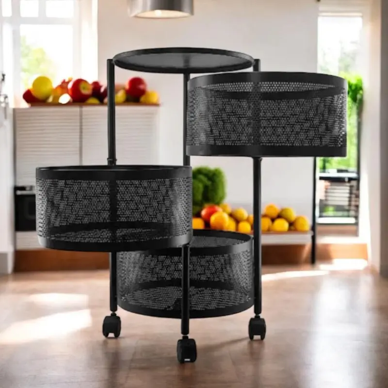 Fruteira Organizador de Ferro 3 Andares Preta com Rodas Clink IZEORGANIZE BLACK IZESHOP
