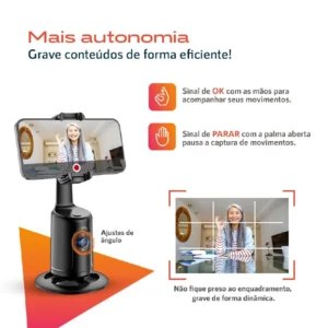 Gimbal Estabilizador Celular 360° AI Rastreamento Facial Mãos Livres IZEGENIUS TRACK