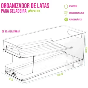 Organizador de Latas Acrílico Freezer Armário 10 Unidades IZEBOX EASY