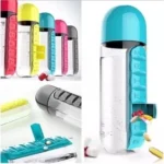 Garrafa Academia 650ml com Porta Comprimidos, Compartimentos Semanais e Material Resistente IZEBOTTLE CARE