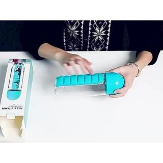 Garrafa Academia 650ml com Porta Comprimidos, Compartimentos Semanais e Material Resistente IZEBOTTLE CARE
