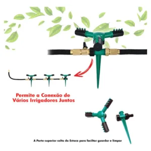 Aspersor Irrigador Giratório 360° 12 Jatos Econômico Jardim IZERAIN PRO