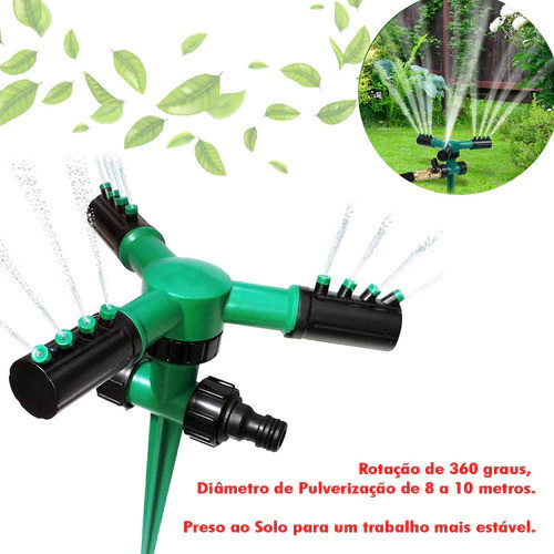 Aspersor Irrigador Giratório 360° 12 Jatos Econômico Jardim IZERAIN PRO