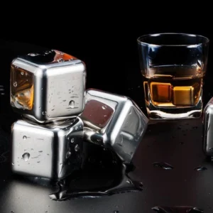 Kit Cubos de Gelo Inox Reutilizáveis Para Bebidas Com Estojo IZECOOL REFRESH