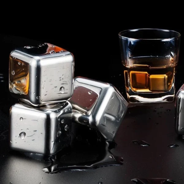 Kit Cubos de Gelo Inox Reutilizáveis Para Bebidas Com Estojo IZECOOL REFRESH
