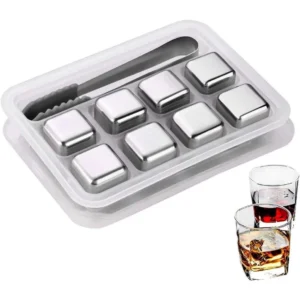 Kit Cubos de Gelo Inox Reutilizáveis Para Bebidas Com Estojo IZECOOL REFRESH
