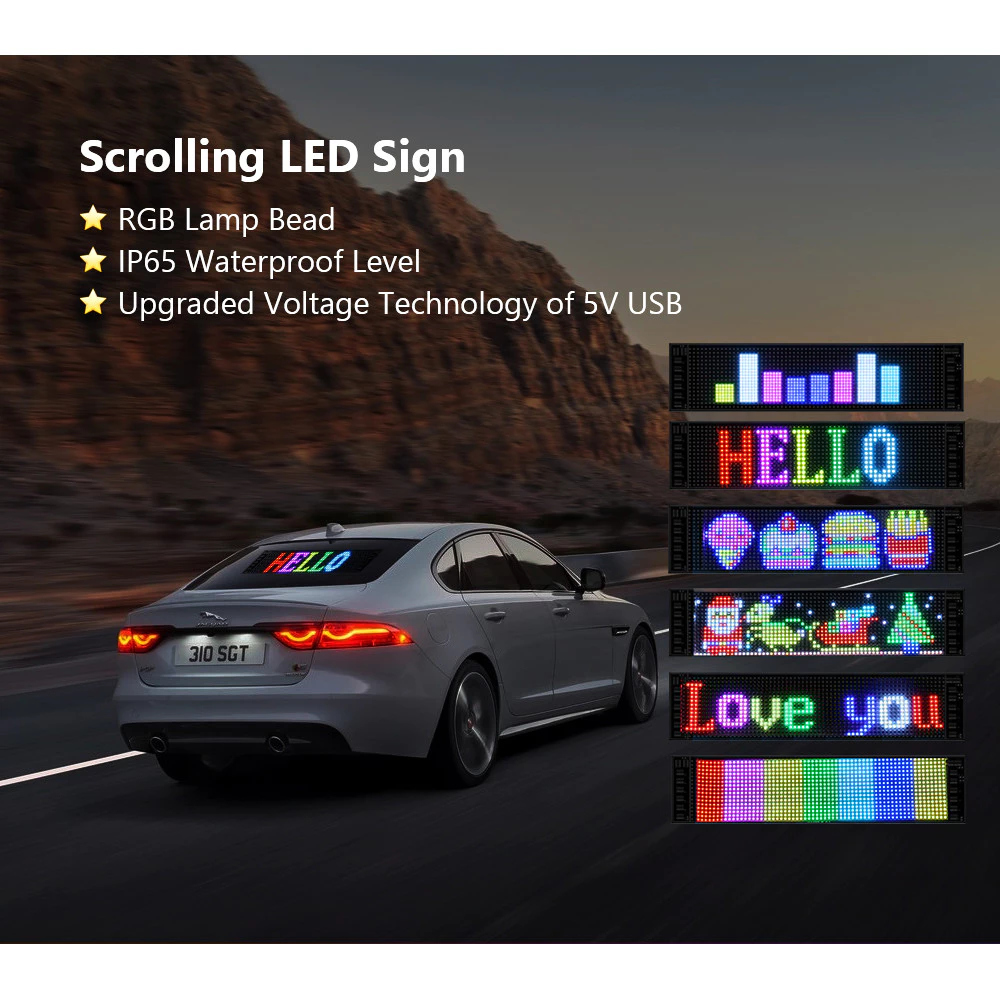 Interface do app bluetooth controlando o painel LED flexível para personalização de textos e animações