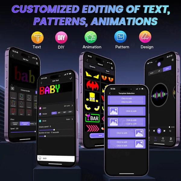 Painel LED Publicitário Flexível RGB Impermeável App Bluetooth IZEFLASH SIGN