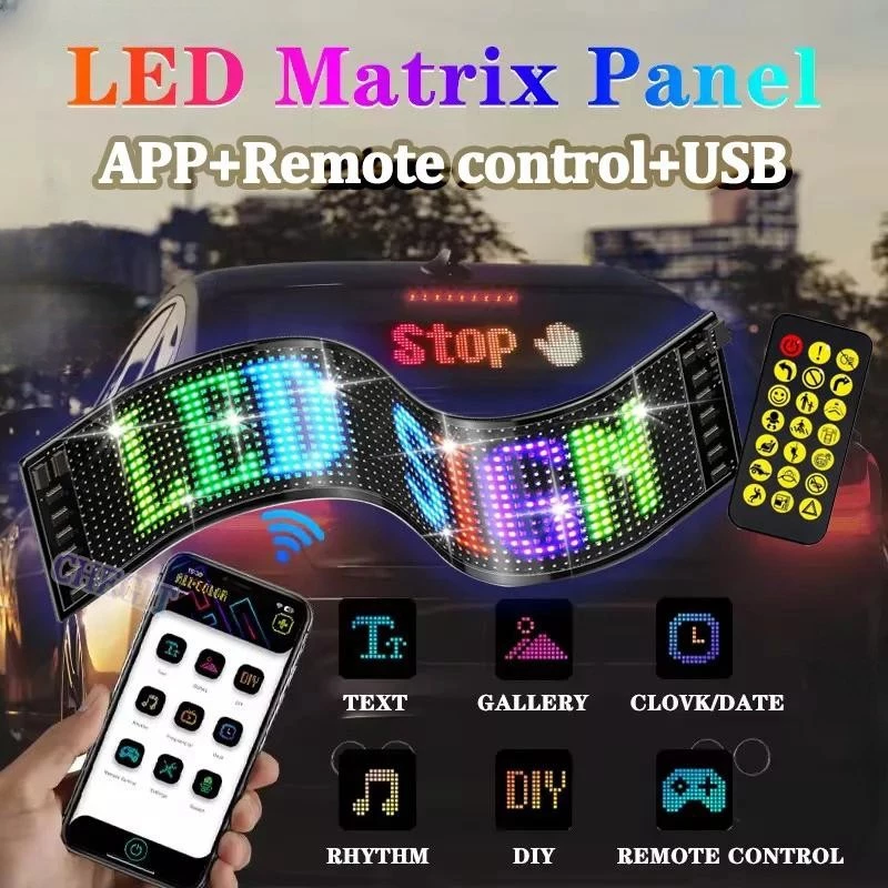 Painel LED Publicitário Flexível exibido com cores vibrantes e design flexível