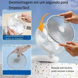 Ventilador Portátil de Mesa e Parede 4000mAh Silencioso 3 Velocidades IZECOOL BREEZE