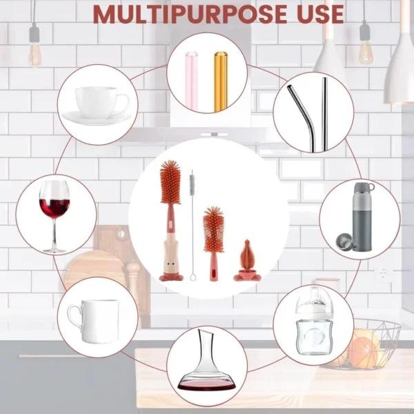 Kit Escovas Limpeza Garrafa Mamadeira Silicone BPA Free 360° IZECLEAN MASTER
