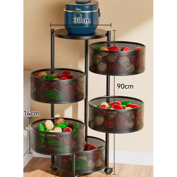 Fruteira Organizador de Ferro 3 Andares Preta com Rodas Clink IZEORGANIZE BLACK