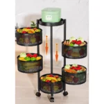 Fruteira Organizador de Ferro 3 Andares Preta com Rodas Clink IZEORGANIZE BLACK