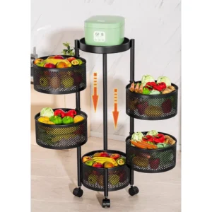 Fruteira Organizador de Ferro 3 Andares Preta com Rodas Clink IZEORGANIZE BLACK