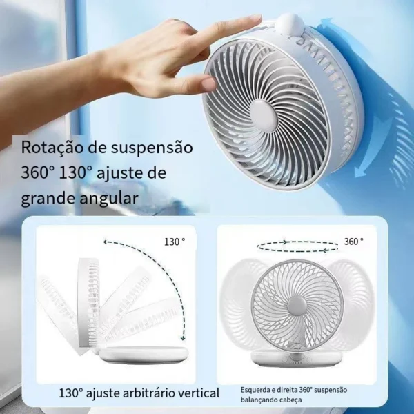 Ventilador Portátil de Mesa e Parede 4000mAh Silencioso 3 Velocidades IZECOOL BREEZE