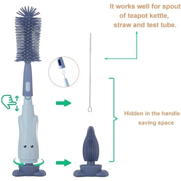 Kit Escovas Limpeza Garrafa Mamadeira Silicone BPA Free 360° IZECLEAN MASTER