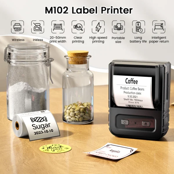 Impressora de Etiquetas Portátil Bluetooth 20-50mm Sem Tinta IZEPRINT PRO