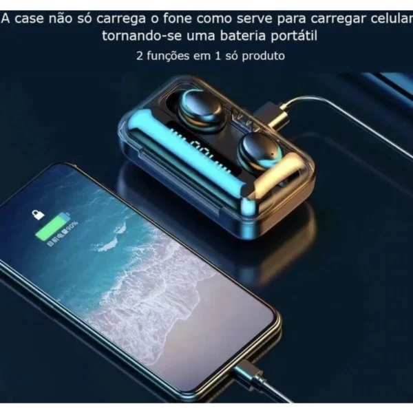 Fone de Ouvido Bluetooth 5.3 Sem Fio Intra Auricular com Cancelamento de Ruído e Power Bank 3000mAh IZEPOWER SOUND
