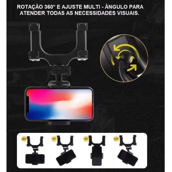 Suporte Veicular para Retrovisor, Rotação 360°, Ajustável Universal, Proteção Anti-Risco IZE360 VIEW